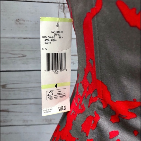 Nine West Midi Gray & Red Sleeveless Dress 4 NWT - Picture 5 of 8